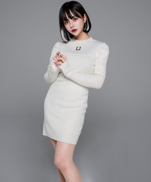 adree（アドリー） ワンピース metal charm thumbhole knit tight one