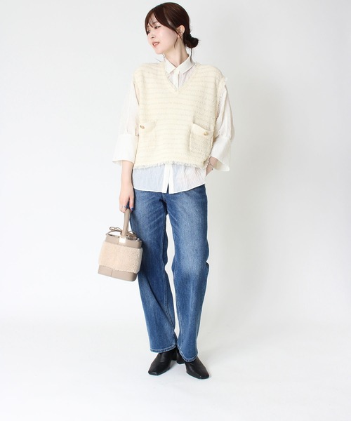 【モコモコ】VIOLAd’ORO　 キャンバスレザーコンビショルダーバッグ モコモコ】VIOLAd'ORO キャンバスレザーコンビショルダーバッグ