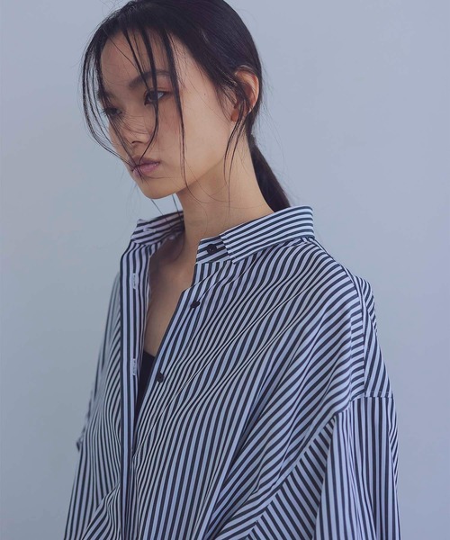 DRESSLAVE ブラウス シャツ LONDON stripe deep slit dress