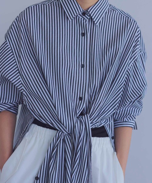 ブラウス シャツ LONDON stripe deep slit dress(ロンドンストライプディープスリットロングシャツ) レディース DRESSLAVE ブラウス シャツ LONDON stripe deep slit dress