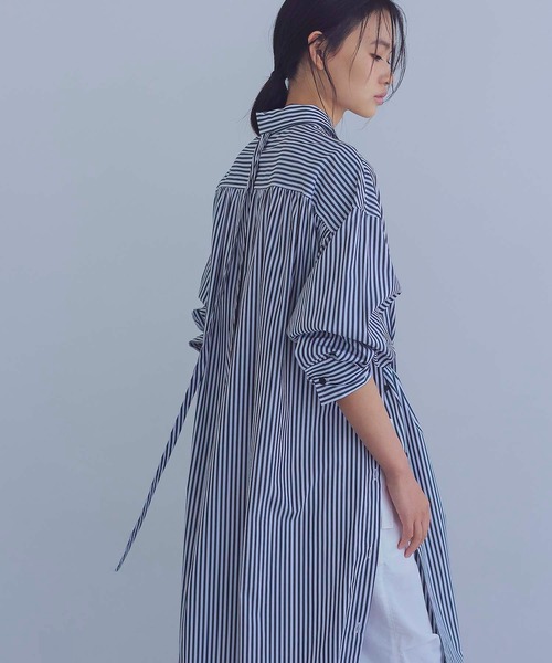 ブラウス シャツ LONDON stripe deep slit dress(ロンドンストライプディープスリットロングシャツ) レディース DRESSLAVE ブラウス シャツ LONDON stripe deep slit dress