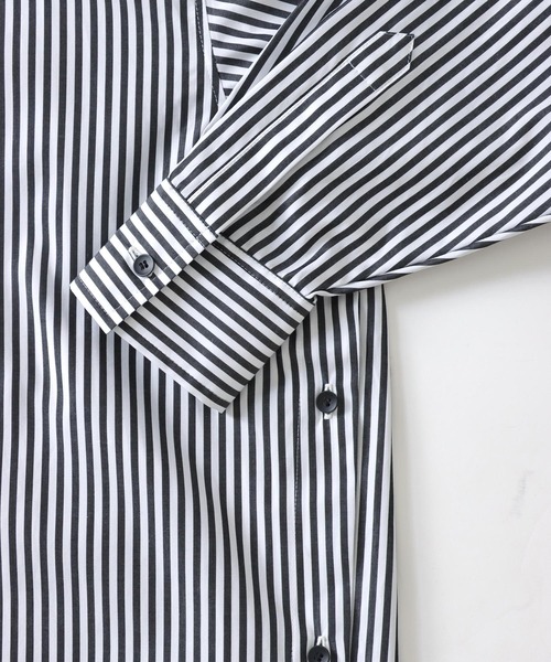 ブラウス シャツ LONDON stripe deep slit dress(ロンドンストライプディープスリットロングシャツ) レディース DRESSLAVE ブラウス シャツ LONDON stripe deep slit dress