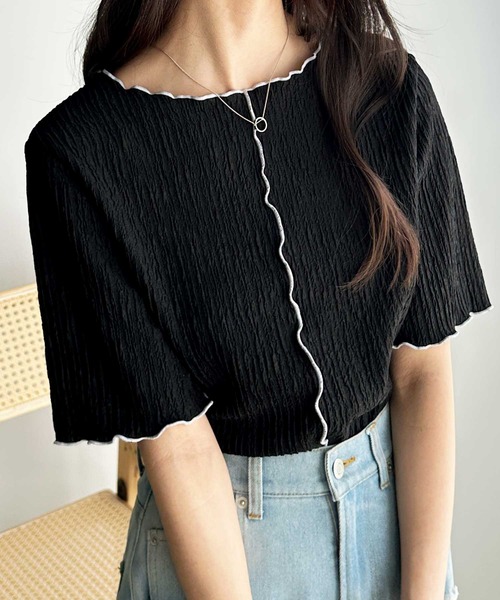 tシャツ 前後2WAY配色メロー5分袖カットソー レディース | GeeRA | 20