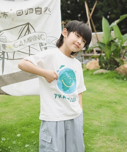 EARTH 　Tシャツ　パンツ　パイル地　アース　海外子供服 William＆Beta tシャツ スマイルアースTシャツ キッズ 子供服 男の子