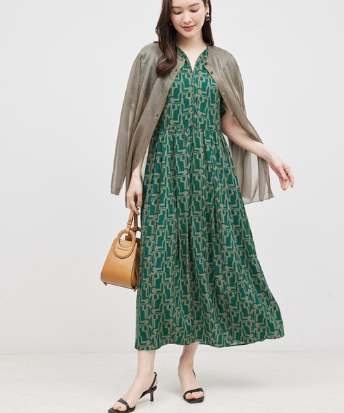 ワンピース 「DEVEAUX」プリントフレアスリーブワンピース レディース  