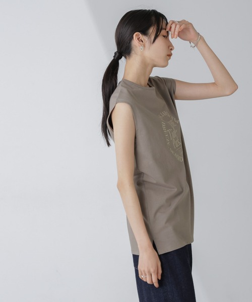 NANO universe tシャツ ノースリーブロゴプリントトップス