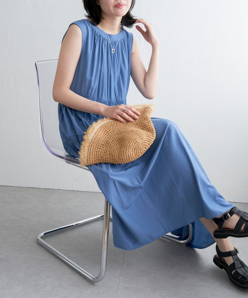 CHICWISH★バックリボンシャーリングワンピース☆ フクレストライプバックリボンシャーリング切替ワンピース[tg826