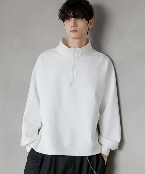 美品　マルボン　ハーフジップ　カットソー　白 ASTRONOMY tシャツ コットンポンチハーフジップカットソー メンズ