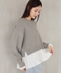 ニット セーター メルティ布帛ドッキングプルオ...の詳細画像4