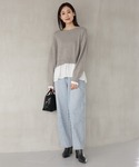 ニット セーター メルティ布帛ドッキングプルオ...の詳細画像3