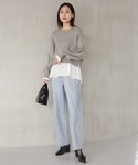 ニット セーター メルティ布帛ドッキングプルオ...の詳細画像1