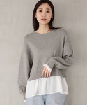ニット セーター メルティ布帛ドッキングプルオ...の詳細画像5