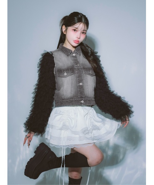 Darich♡ボリュームチュールデニムGジャン Darich デニムジャケット gジャン ボリュームチュールデニムG