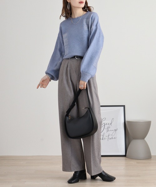 ニット セーター Anna Nicola パッチワークラメニットプルオーバー レディース Anna Nicola ニット セーター パッチワークラメニットプル