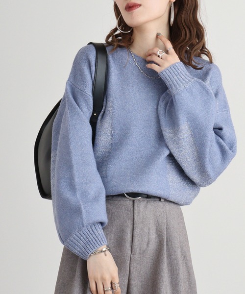 ニット セーター Anna Nicola パッチワークラメニットプルオーバー レディース Anna Nicola ニット セーター パッチワークラメニットプル