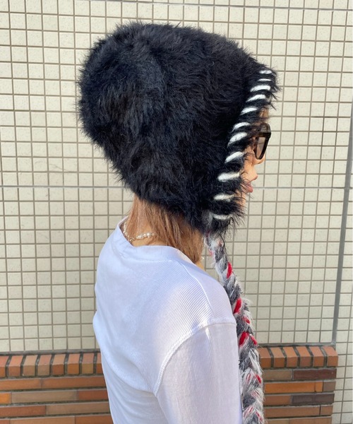 ニット帽 ニットキャップ 「HIKA」配色ステッチモヘアCAP