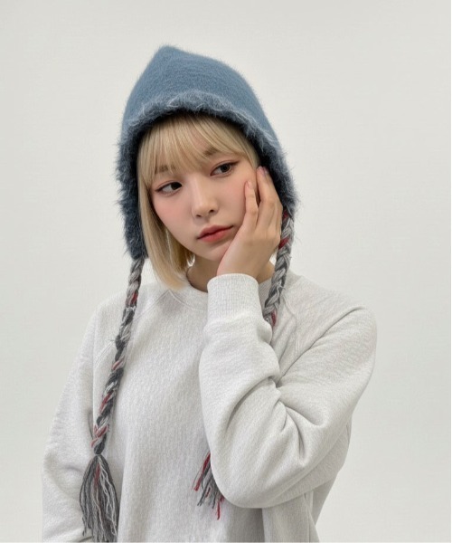 ニット帽 ニットキャップ 「HIKA」配色ステッチモヘアCAP レディース