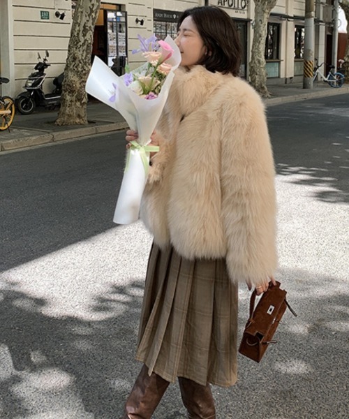 おしゃれスタ コート アウター ふわっとフェイクファージャケット