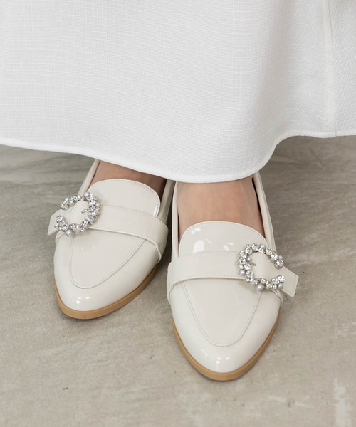 RANDA（ランダ） ローファー 晴雨兼用 ビジューバックルローファー