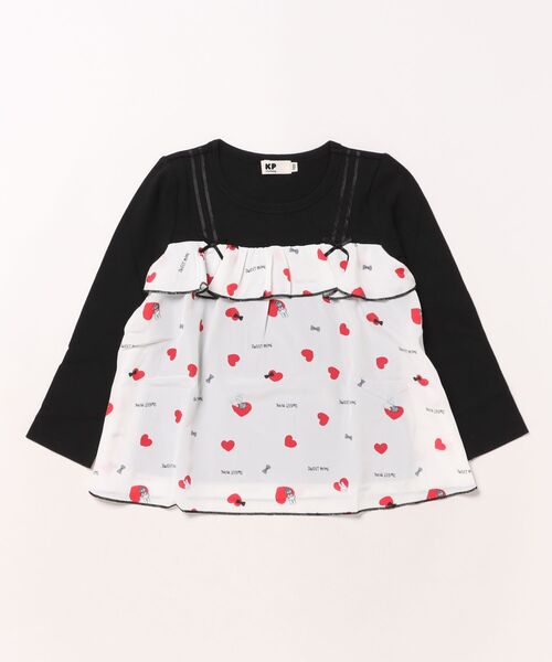 KP チュニック ハートmimi柄長袖チュニック(100〜140) キッズ 子供服