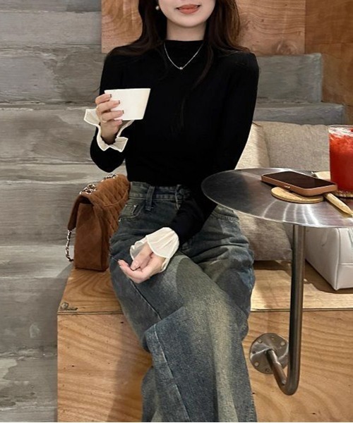 by muni:r tシャツ 袖フレアシフォントップス レディース : ZOZOTOWN