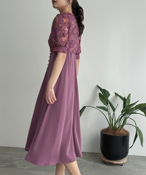 【新品】結婚式 お呼ばれ 成人式 ドレス 刺繍 切り替え フレアレース ドレス 刺繍レース切り替えフレアドレス 結婚式 二次会 成人式 同窓会