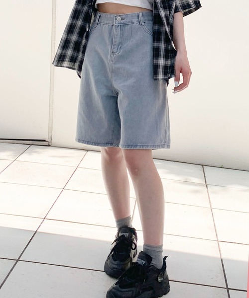 ハーフパンツ ワイドパンツ ジーンズ デニム デニムパンツ デニム