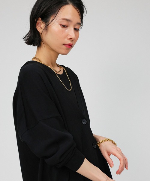 BABYLONE カーディガン 綿モダールボックスカーディガン