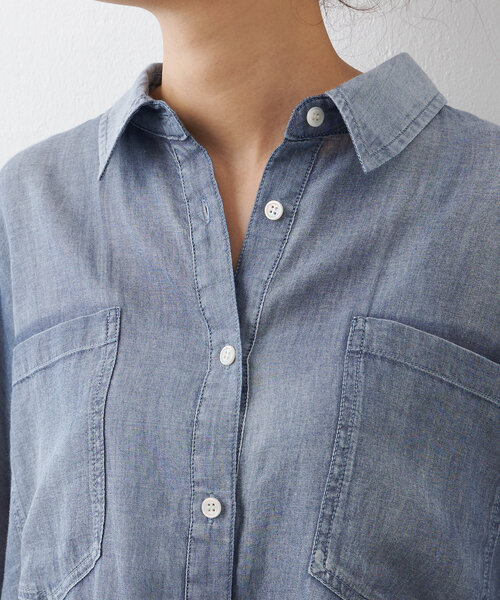 【美品】ビアズリー ポンチョ シャツ ブラウス フリー ゆったりシルエット★ BEARDSLEY ブラウス シャツ シフォンデニムポンチョシャツ