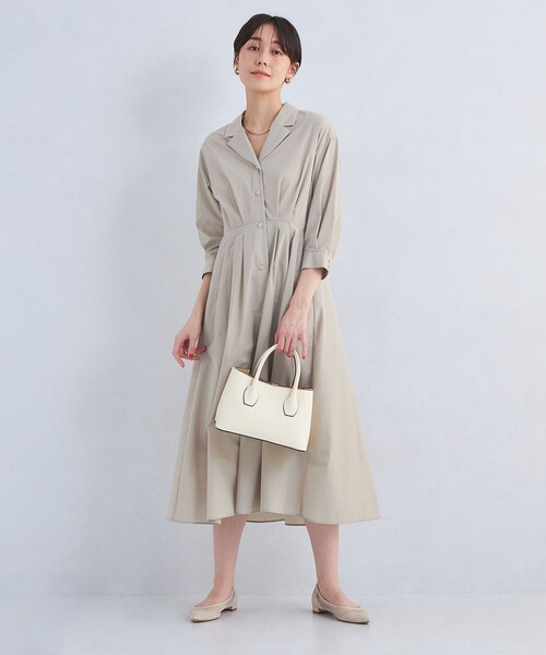 green label relaxingグレンチェックワンピース　美品 T/W グレンチェック シロエリ ワンピース