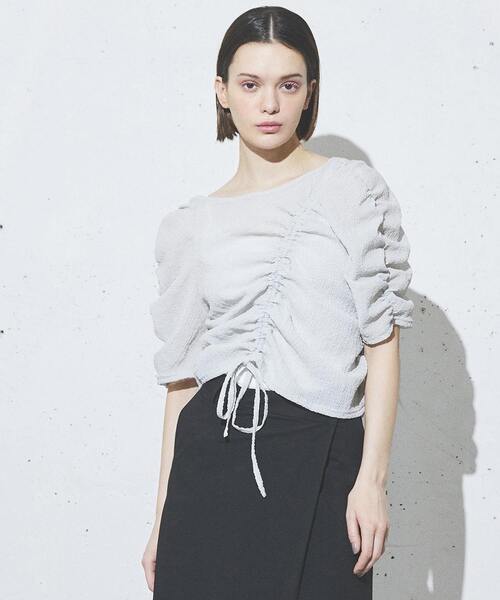 tシャツ 「HL」2WAY SHIRRING SHEER BLOUSE レディース