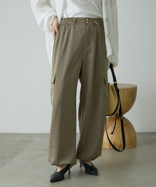 Jena espace merveilleux パンツ サテンパラシュートパンツ