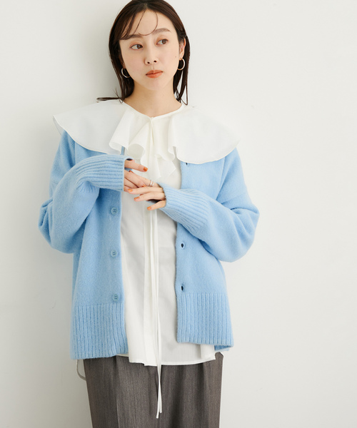 LE CERCLE par rope' ニットカーディガン M サックスブルー レディース