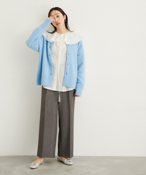 LE CERCLE par rope' ニットカーディガン M サックスブルー レディース