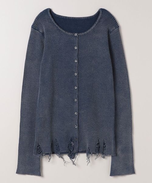 今季完売ジーナシス★グランジリブクルーカーディガン JEANASIS カーディガン 12Gグランジリブクルーカーディガン
