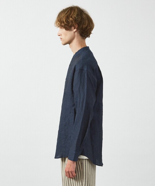 ABAHOUSE（アバハウス） シャツ 「LUXE Linen Solaro」バンドカラー