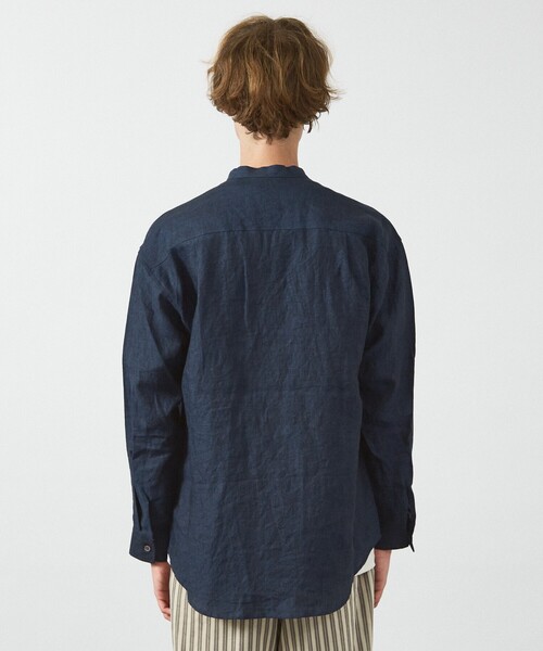 ABAHOUSE（アバハウス） シャツ 「LUXE Linen Solaro」バンドカラー