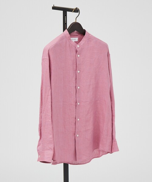 ABAHOUSE（アバハウス） シャツ 「LUXE Linen Solaro」バンドカラー