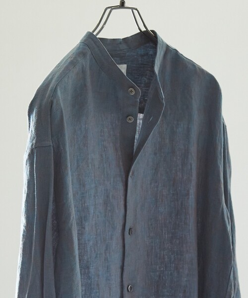 ABAHOUSE（アバハウス） シャツ 「LUXE Linen Solaro」バンドカラー
