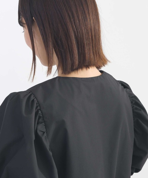 PICCIN PERLA ブラウス シャツ ドットチュールペプラムブラウス