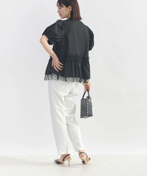 PICCIN PERLA ブラウス シャツ ドットチュールペプラムブラウス