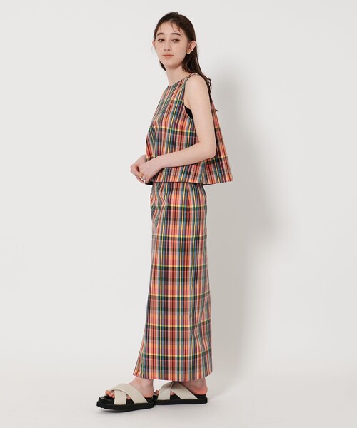 UNITED ARROWS ブラウス シャツ チェック フレアノースリーブ