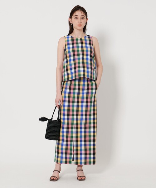 UNITED ARROWS ブラウス シャツ チェック フレアノースリーブ