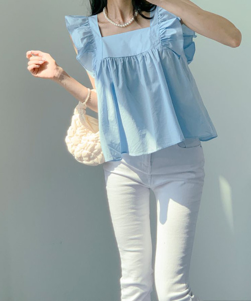 ショルダーフリルブラウス MOUSSY ブラウス シャツ SHOULDER FRILLS トップス レディース