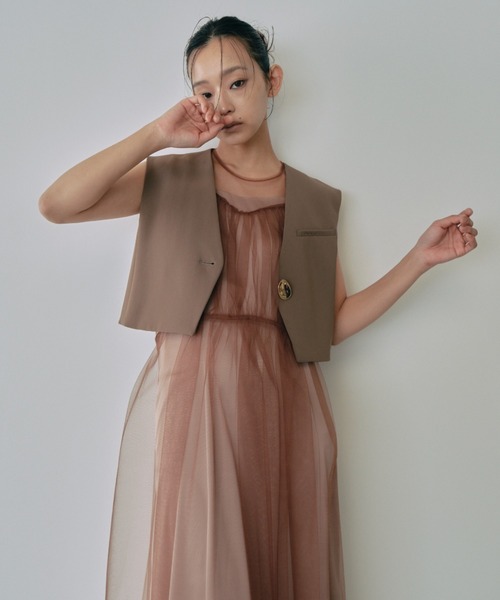 ANDRESD チュール　ドレス セール】piping tulle dress パイピングチュールドレス（ドレス