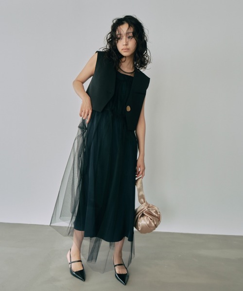 ANDRESD チュール　ドレス セール】piping tulle dress パイピングチュールドレス（ドレス
