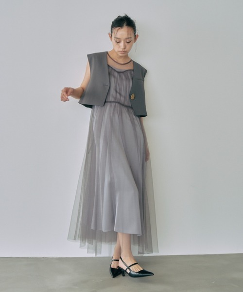 ANDRESD ドレス short gilet set tulle dress / ショートジレ