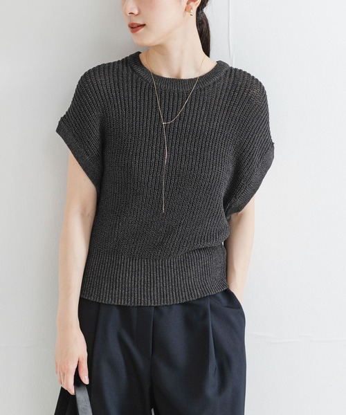 URBAN RESEARCH ベスト ジレ ペーパーヤーンフレンチスリーブ