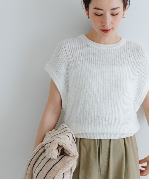 URBAN RESEARCH ベスト ジレ ペーパーヤーンフレンチスリーブ
