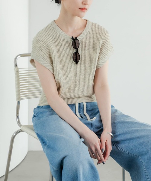 URBAN RESEARCH ベスト ジレ ペーパーヤーンフレンチスリーブ